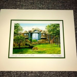 2022 Signed and 8” x 10” art print of Animal Kingdom Lodge by Larry Dotson
